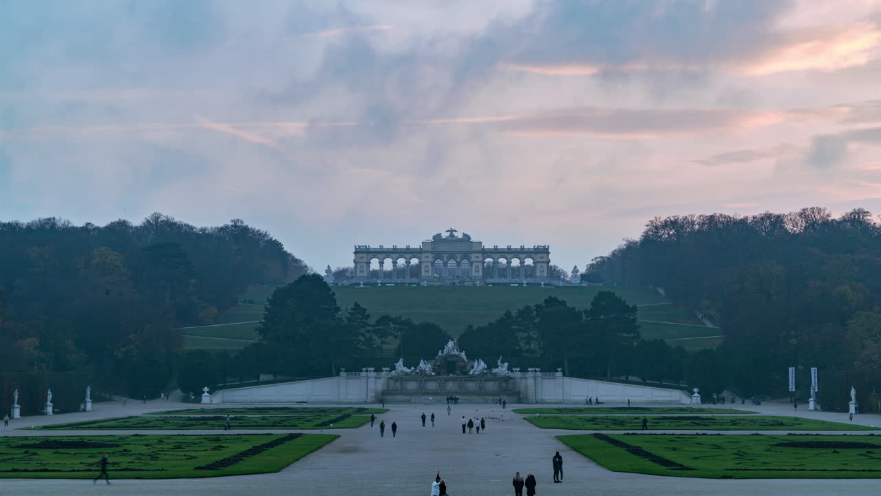 Schonbrunn Palace Park Sunset in Vienna