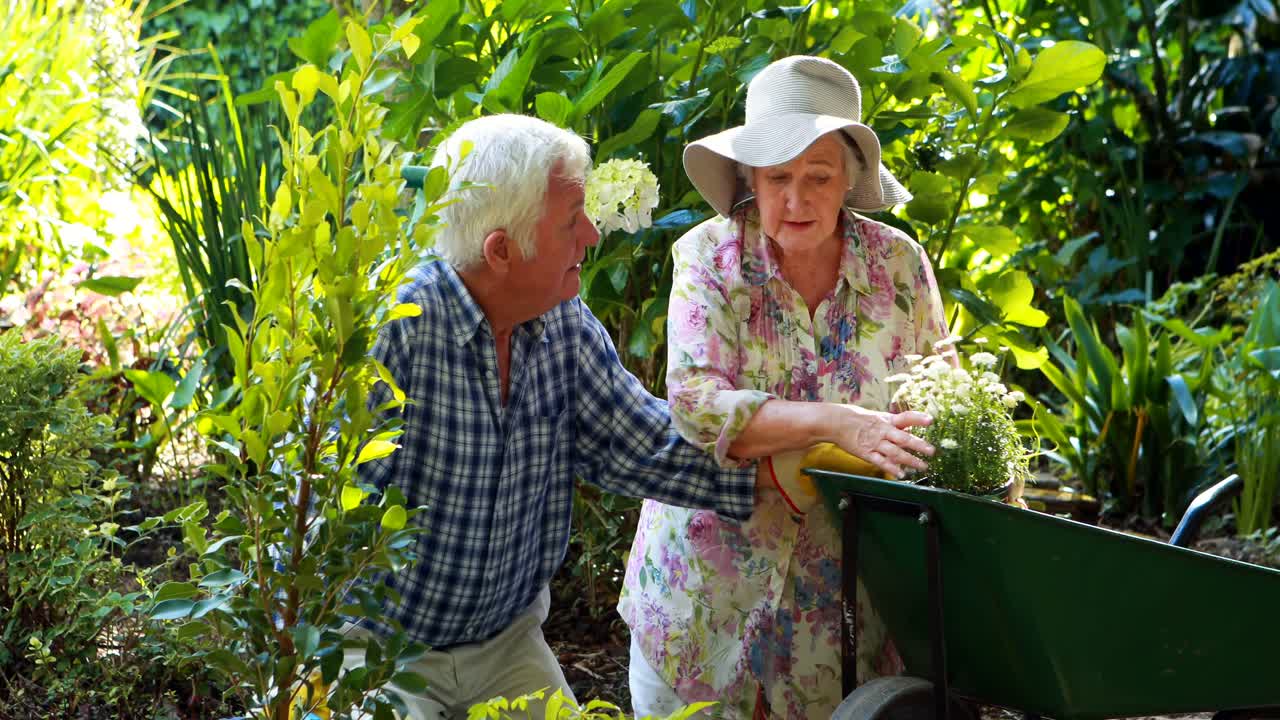 고령 부부 가 함께 이야기 하고 있다