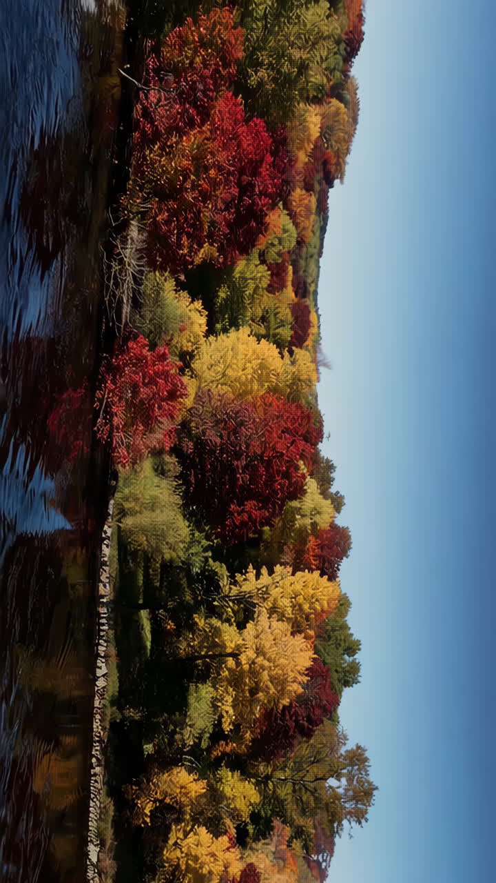 Foresta autunnale vivace vicino all'acqua