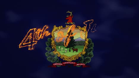 vermont flag background for 4th of july fire lettering, loop