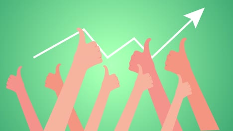 business people show thumbs up with upward arrow