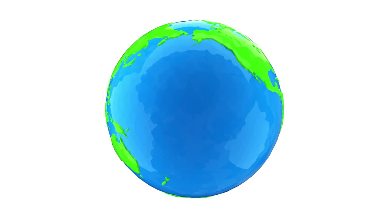 modelo polimétrico bajo del globo terrestre sobre un fondo blanco. animación en bucle 4k con canal alfa