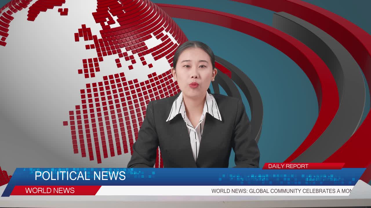 Noticiero con presentador y gráficos