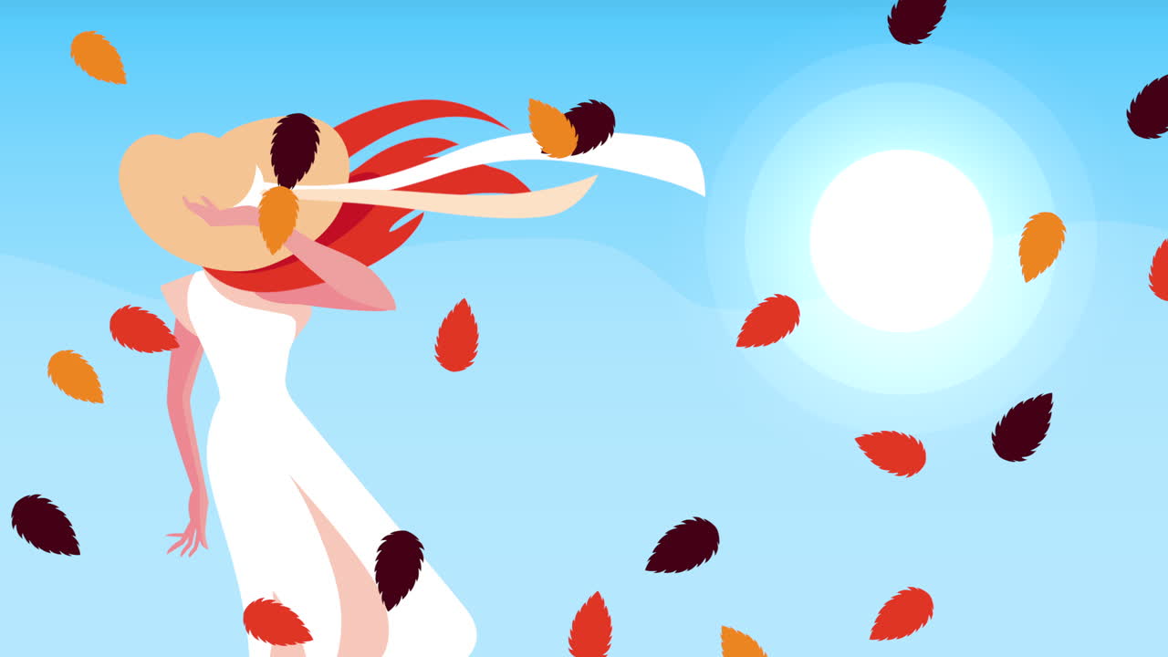 가을 의 옷 을 입은 여자