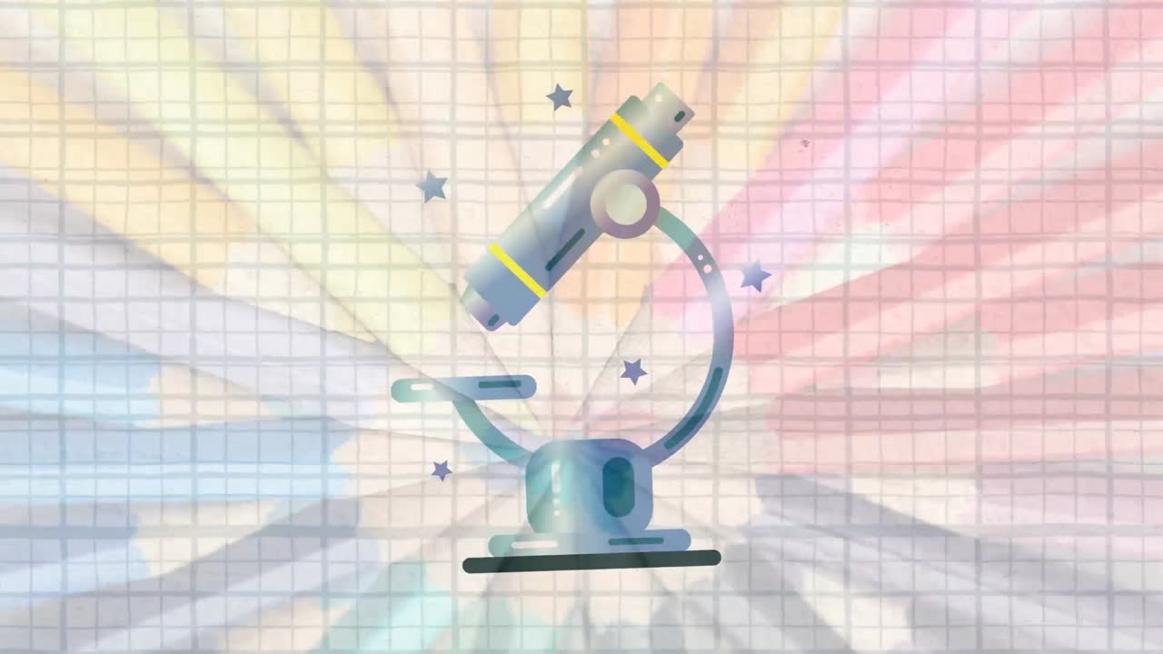 다채로운 연필이 회전하는 것에 대한 현미경 아이콘