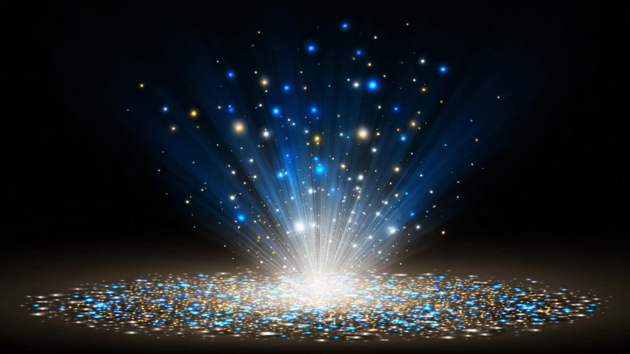 Breathtaking Burst of Light and Color: A Captivating Display of Twinkling Stars and Radiant Particles Creating a Dazzling Visual Effect in a Dark Background