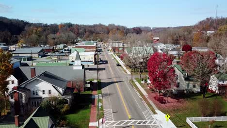 aerial downtown damascus virginia, damascus va in 4k