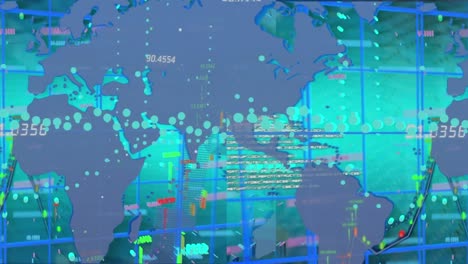 Animación-Del-Procesamiento-De-Datos-Financieros-Sobre-El-Mapa-Mundial