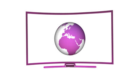 animation of tv with globe on white background