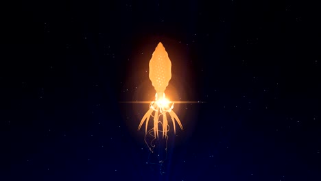 squid illuminated with color light in the underwater, cg animation, loop