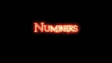 numbers written with fire. loop