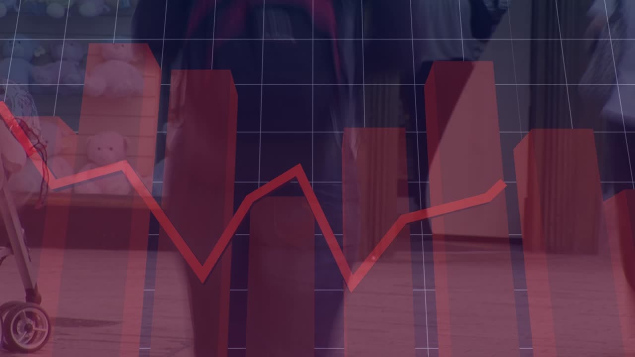 Animation of graphs over timelapse with people walking on street