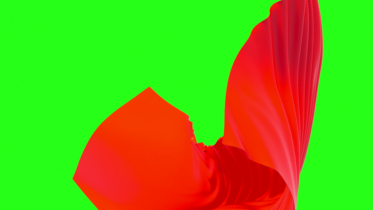 Tessuto fluttuante, seta rossa ondulata con sfondo a schermo, rendering 3D