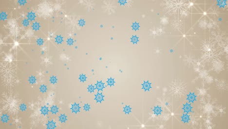 Animation-of-snowflakes-falling-on-beige-background