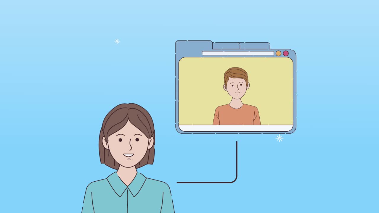 digital work animation with woman and man