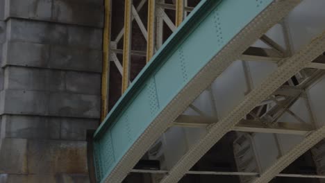 view from boat on river thames going under southwark bridge in city of london