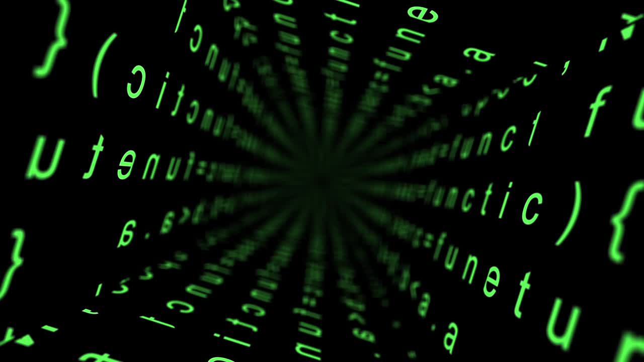 Letters flying in space.