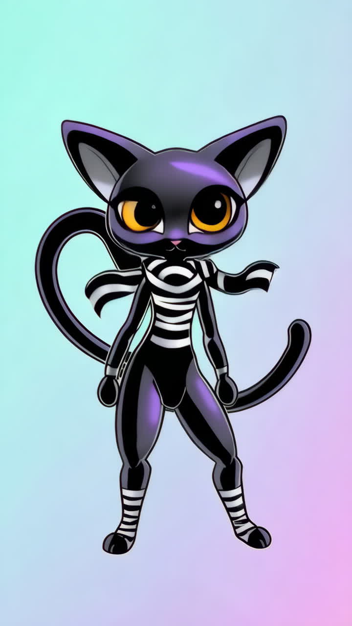 Cute Black Catgirl Character