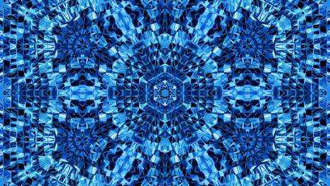 fondo simétrico abstracto con simetría estelar. mandala con olas. fondo líquido azul abstracto en bucle con patrón brillante ondulado, superficie brillante y brillante. efecto caleidoscopio