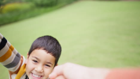 Person,-boy-and-spin-outdoor-with-pov