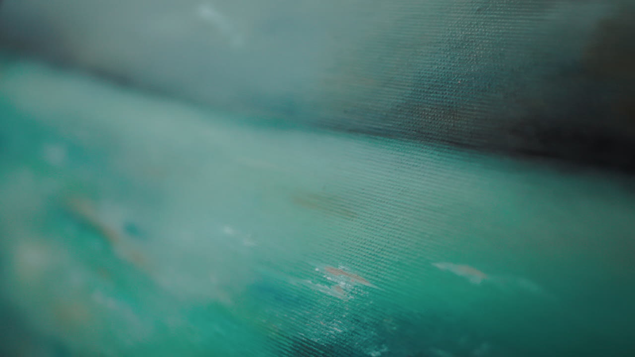 Teal Abstract Painting Closeup