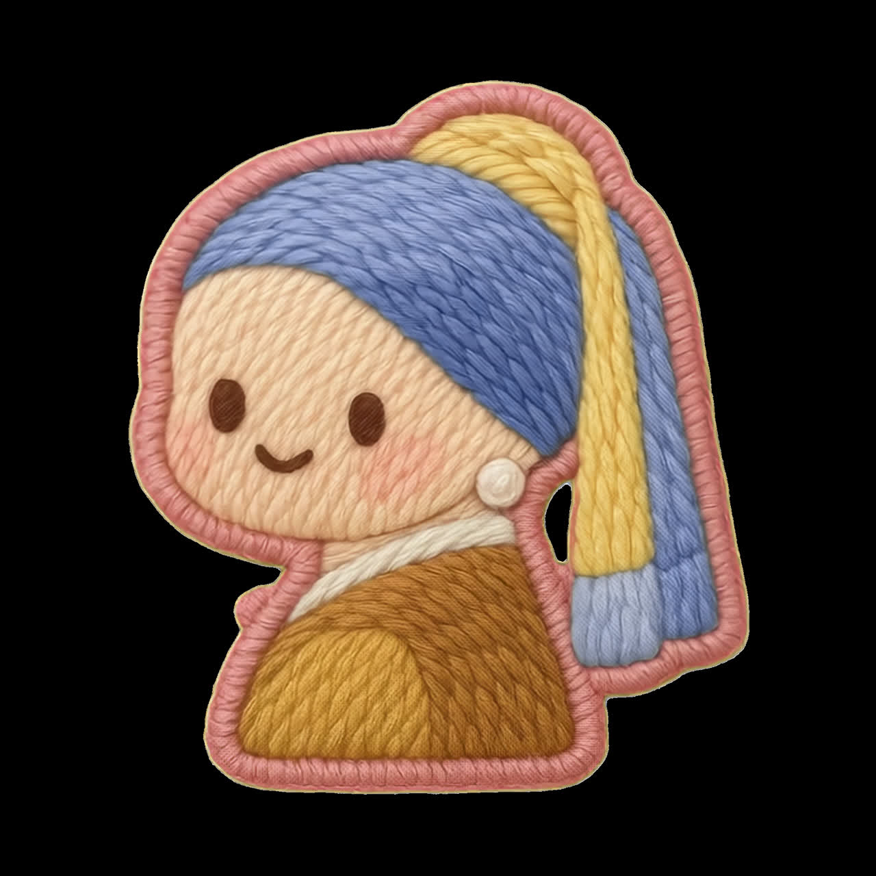 Girl with a pearl earring animation isolated asset, transparent 4K video, alpha channel, ProRes 4444