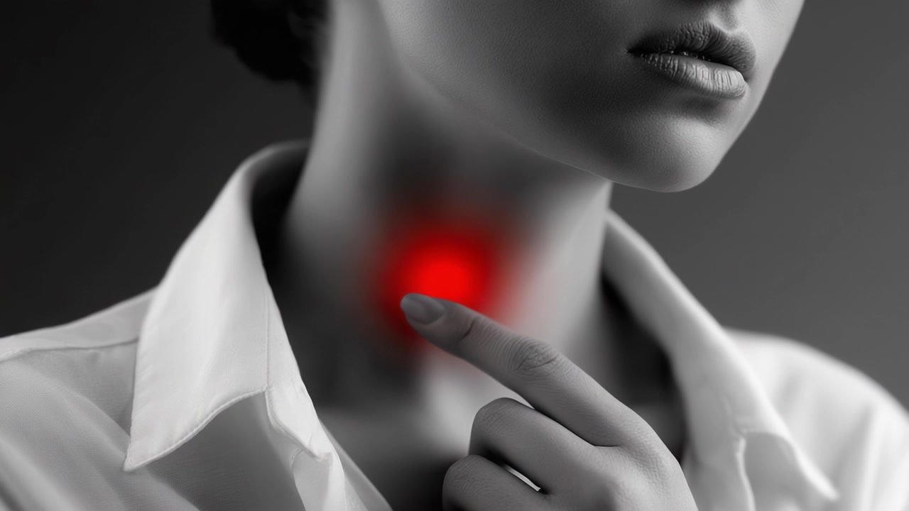 Un'Esplorazione Ravvicinata del Collo Umano con Enfasi su una Macchia Rossa, Evidenziandone il Significato per la Salute e la Consapevolezza Corporea