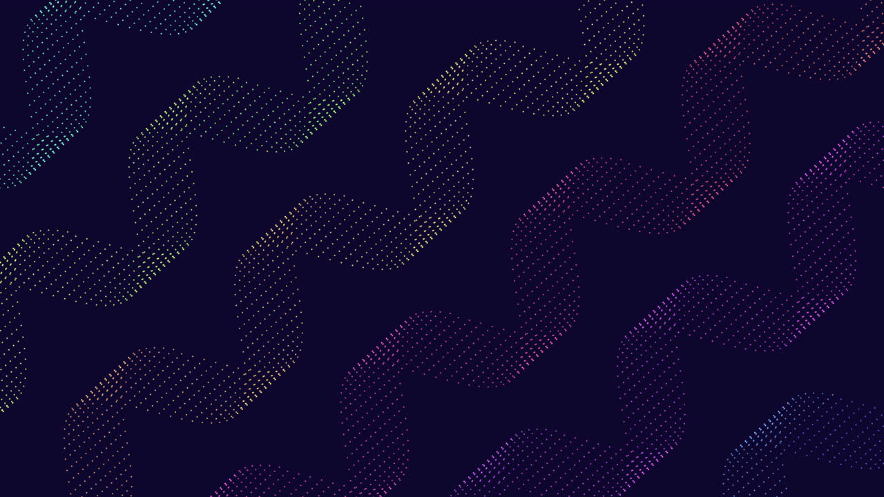 Neon rainbow futuristic waves pattern on dark space