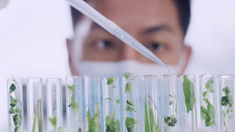 closeup of laboratory scientist using dropper