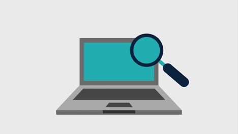 magnifying glass search on laptop computer icons