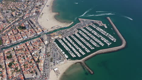 Palavas-Les-Flots-Vista-Aérea-Del-Puerto-Deportivo-Marina-Mar-Mediterráneo-Alto