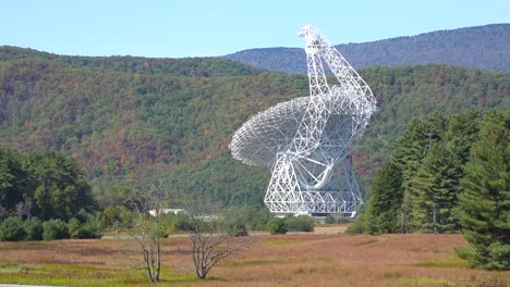 establishing shot of green bank observatory readio telescope in west virginia 1