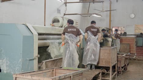 leather processing in a tannery factory