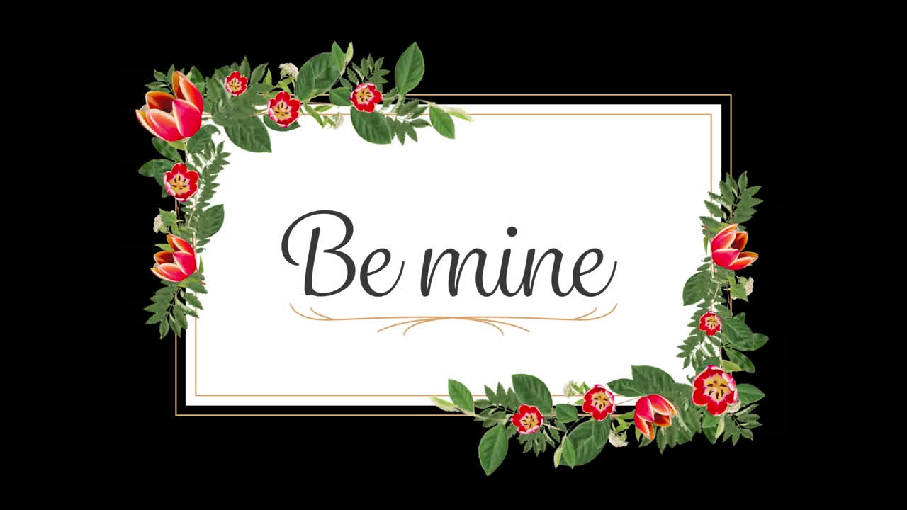 검은 바탕에 있는 be mine의 애니메이션