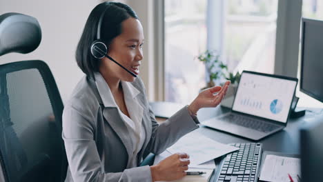 call center, woman and happy crm