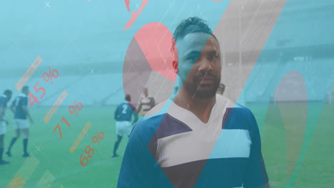 animation of statistics over rugby players