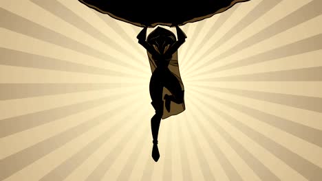 superheroine holding boulder silhouette