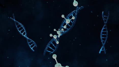 Animation-of-floating-molecules-over-dna-strands