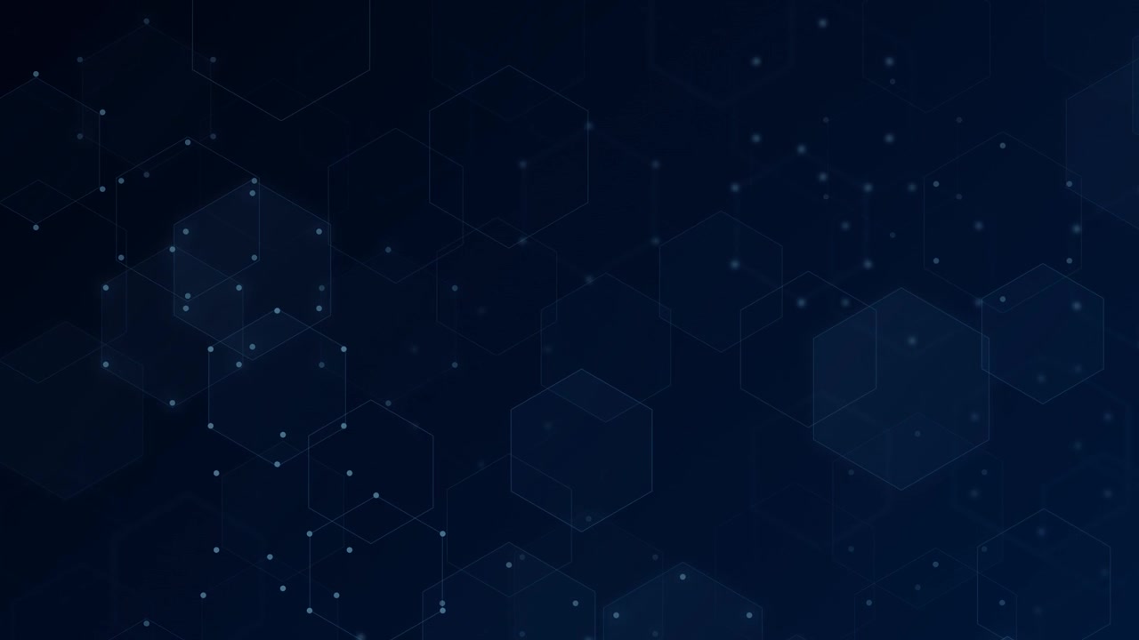 Abstract Digital Background with Floating Hexagonal Patterns and Connecting Nodes