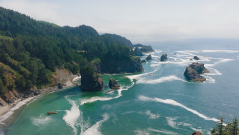 scenic coastal landscape with sea stacks and turquoise water