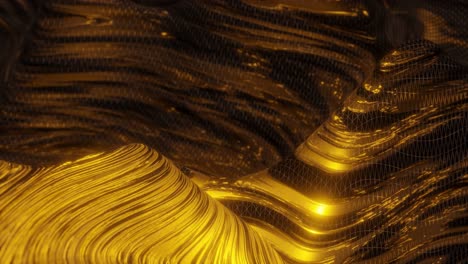 abstract golden and black flowing metallic texture with wavy surface. futuristic luxury and material design concept. design for wallpaper, banner, poster, header,