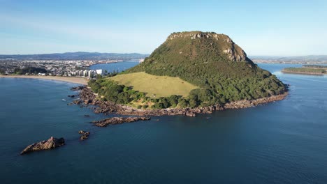 aerial view of mount maunganui and tauranga harbour