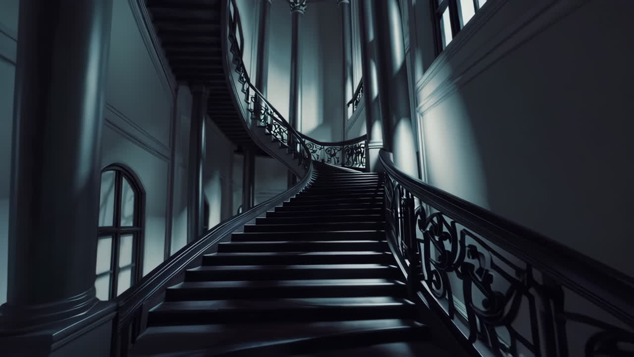 Grand Spiral Staircase in a Historic Mansion