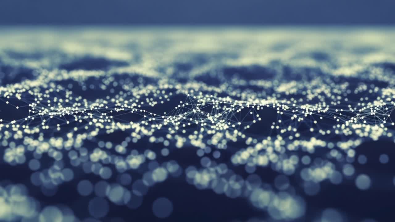 A Captivating View of an Abstract Digital Landscape Highlighting the Intricate Connections of Light and Color Within a Dazzling Network of Particles