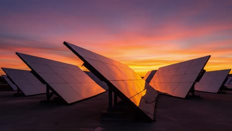stunning solar panels glimmering under a vibrant sunset sky, showcasing clean energy technology and renewable energy solutions for a sustainable future