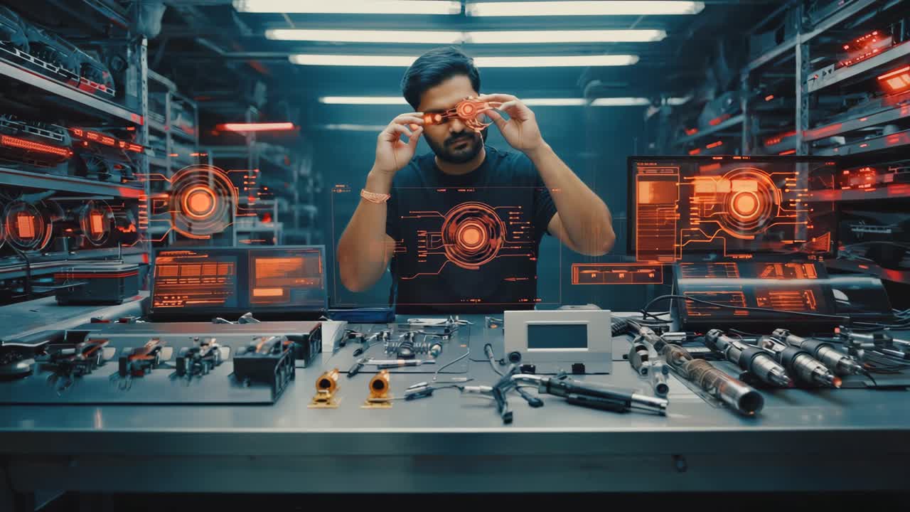 Futuristic Engineer Working on Advanced Technology