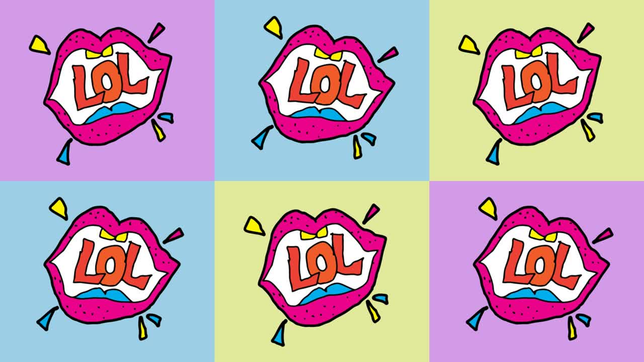 아이들이 팝 아트를 그리고 있습니다. lol 텍스트의 테마로 원활한 배경