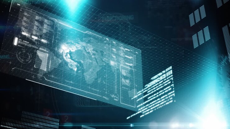Animation of data processing and statistics on screens