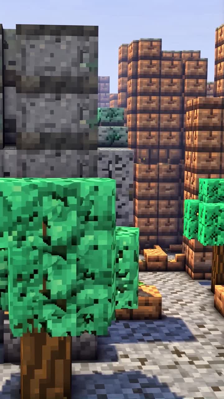 minecraft scene with stone walls and trees | freepik