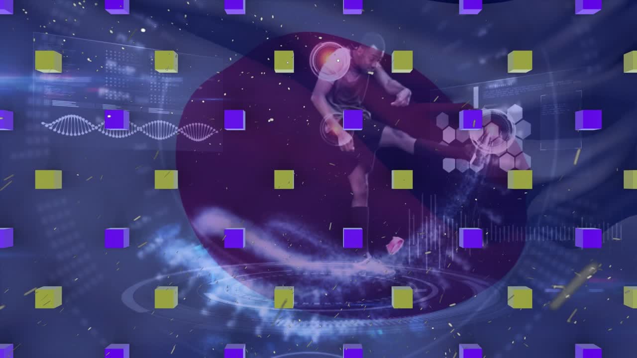 Animation of data processing over football player